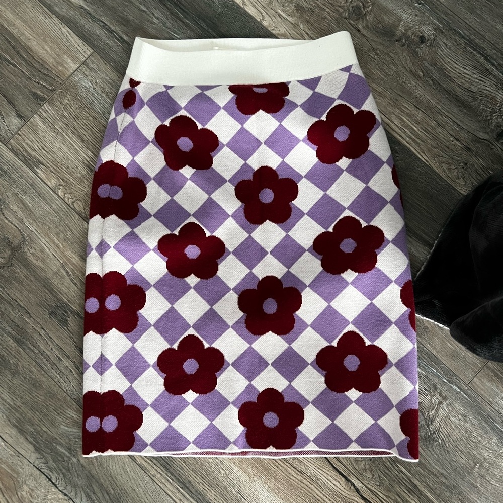 Anthropologie Purple Floral Pencil Skirt